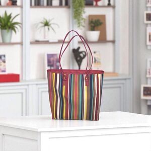 Lancôme Canvas Tote/Travel Bag,Size Large, Striped,14.5” X 13” X 4”, Read